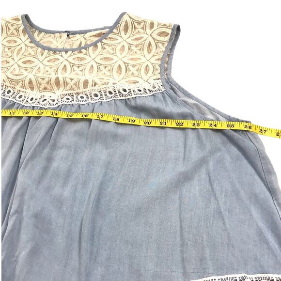 Hint of Mint Sleeveless Lace Top Oversized Relaxed Top shirt Size 3X - Picture 8 of 9